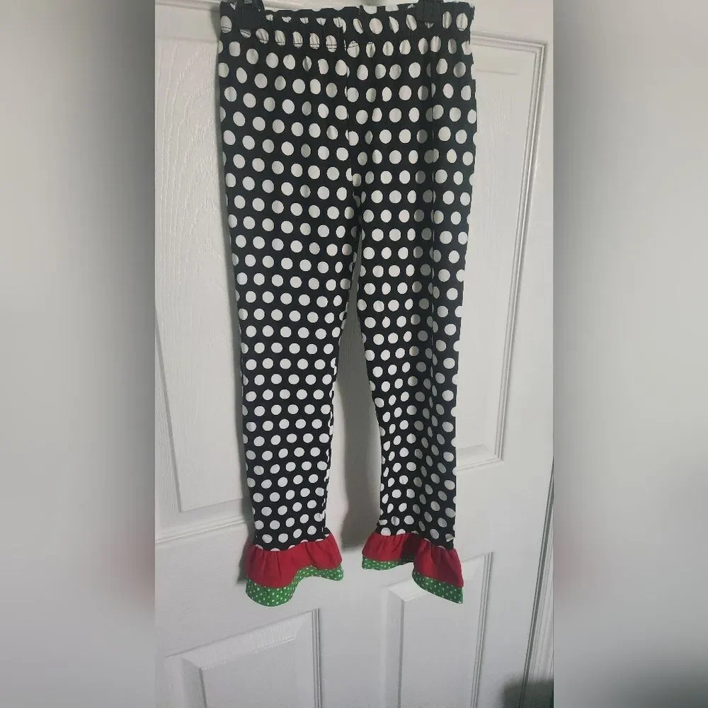 Rare Editions Set&Bonnie Jean T-shirt Girl 6X&6 Red Reindeer Polka Dots Leggins